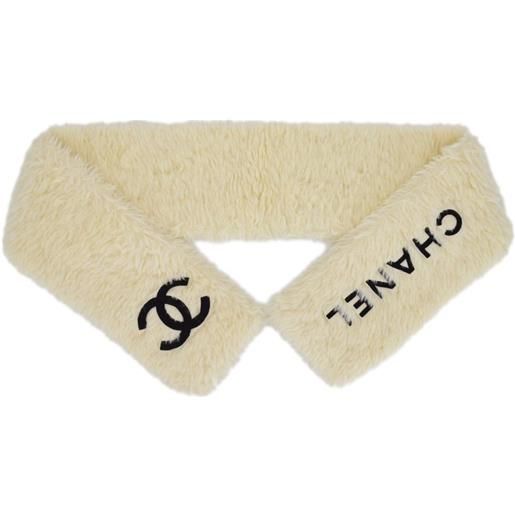 CHANEL Pre-Owned - scialle con applicazione logo 1994 - donna - alpaca - taglia unica - bianco