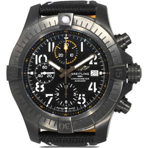 Breitling - orologio avenger night mission 45mm pre-owned anni 2020 - uomo - vetro zaffiro/acciaio/pelle - taglia unica - nero