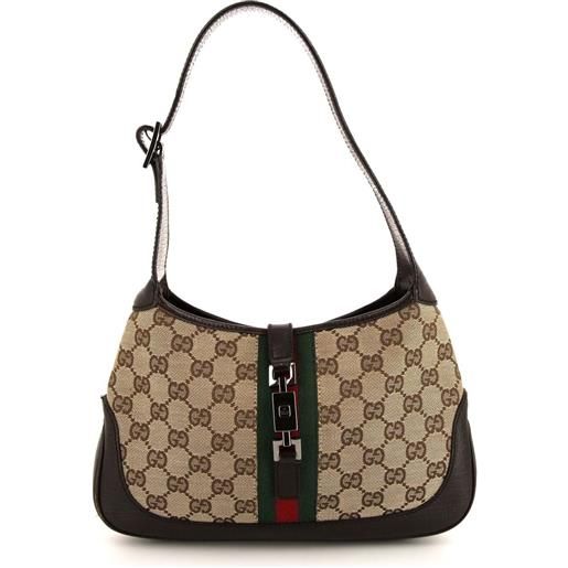 Gucci Pre-Owned - borsa jackie con motivo monogramma - donna - tela/pelle - taglia unica - marrone