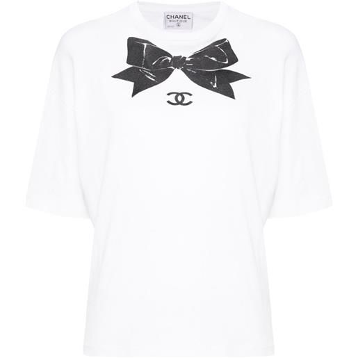 CHANEL Pre-Owned - t-shirt con logo cc 1990 - donna - cotone/cotone - taglia unica - bianco