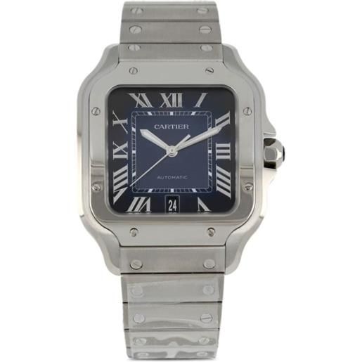 Cartier - orologio santos 40mm pre-owned 2024 - uomo - acciaio inossidabile/vetro zaffiro - taglia unica - blu