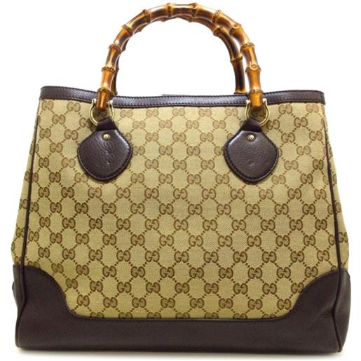 Gucci Pre-Owned - borsa tote diana media 2000-2015 - donna - tela/pelle di vitello/bamboo - taglia unica - marrone