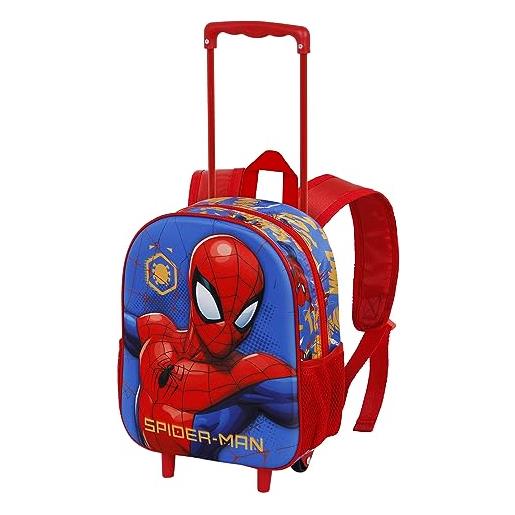 Marvel spiderman leader-zaino 3d con ruote piccolo, blu, 26 x 34 cm, capacità 12.5 l