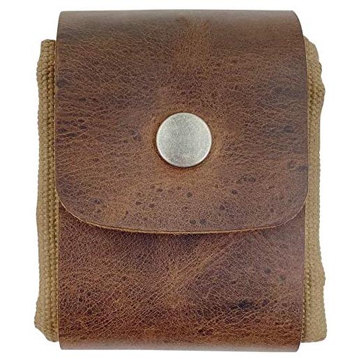 None Brand leather waxed canvas pouch, multi-purpose foraging bag, drawstring waterproof beach bag (collapsible)for hiking beachcombing, seashells, treasures, garden fruit picking (brown)