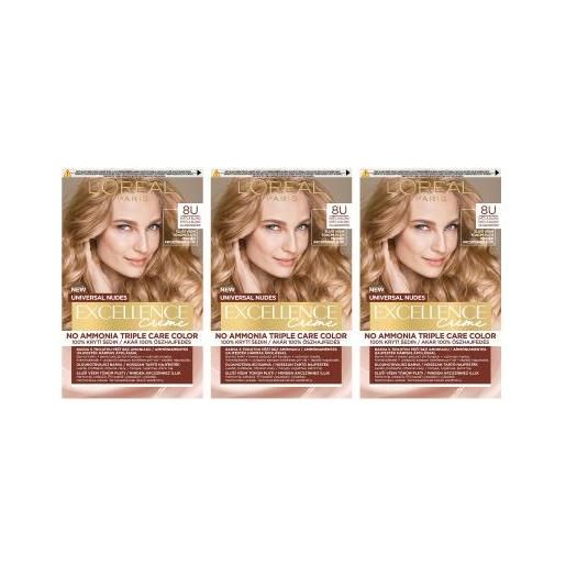 L'Oréal Paris excellence creme triple protection cofanetti 3x tinta capelli 48 ml tonalità 8u light blonde per donna