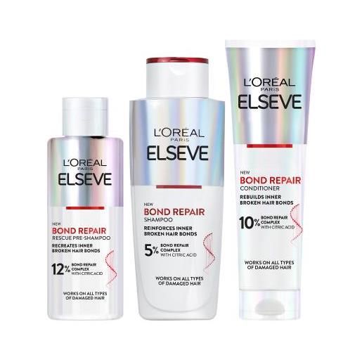 L'Oréal Paris elseve bond repair pre-shampoo cofanetti shampoo 200 ml + shampoo 200 ml + balsamo per capelli 150 ml per donna