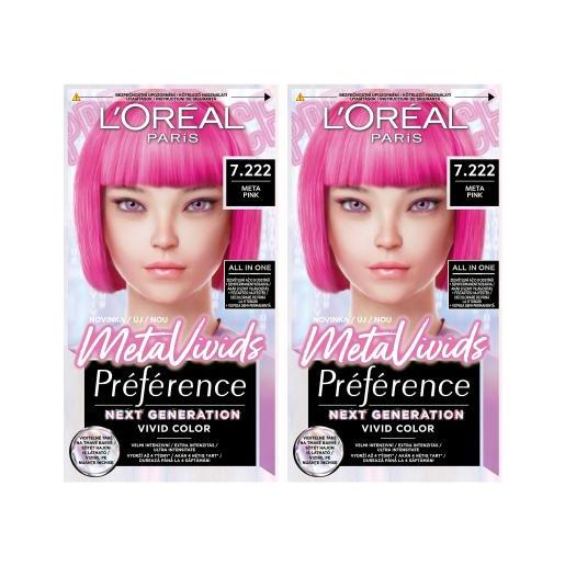 L'Oréal Paris préférence meta vivids cofanetti 2x tinta capelli 75 ml tonalità 7.222 meta pink per donna
