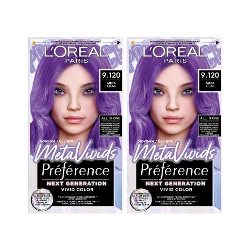 L'Oréal Paris préférence meta vivids cofanetti 2x tinta capelli 75 ml tonalità 9.120 meta lilac per donna