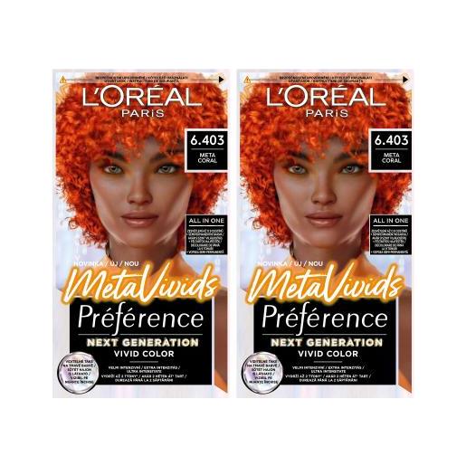 L'Oréal Paris préférence meta vivids cofanetti 2x tinta capelli 75 ml tonalità 6.403 meta coral per donna