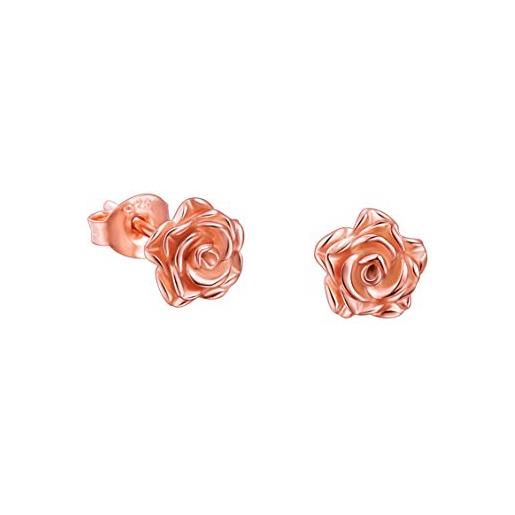 DAOCHONG orecchini a perno a forma di rosa in argento sterling s925 con fiori romantici, regali per donne e ragazze, orecchini a perno ossidati, oro rosa metallo, senza pietra