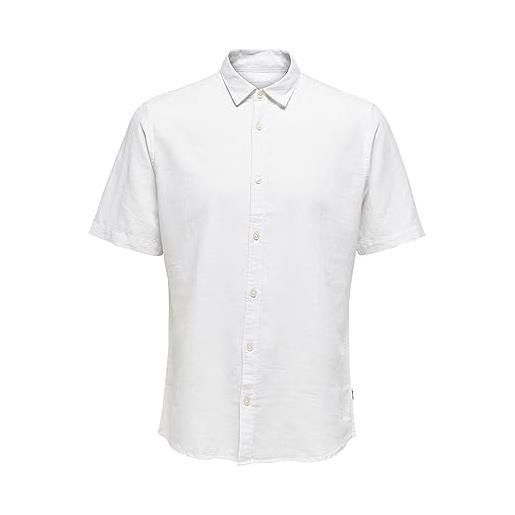 Only & sons onscaiden ss linen shirt noos camicia, cincilla, s uomo