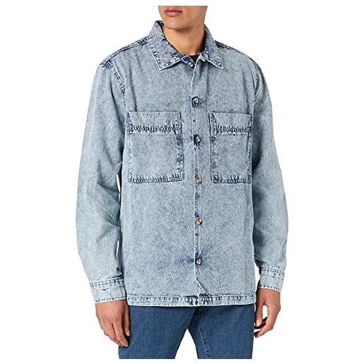 Urban Classics oversized denim shirt camicia, light skyblue acid washed, xxl uomo