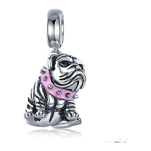 SANHUA s925 sterling silver bulldog inglese perline animali adatto per le signore piccoli ornamenti bracciali gioielli regali