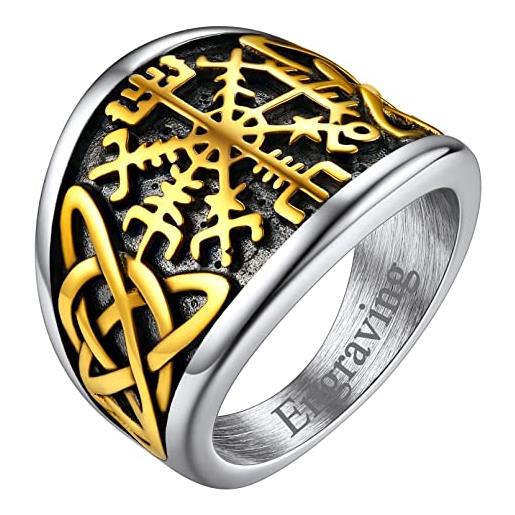 FaithHeart anello vichingo da uomo bussola runica vegvisir spirito nautico amuleto gioielli nodo trinità celtico in stile nordico anello figo per hiphop punk