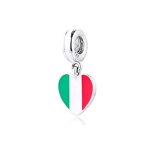 LISHOU donna pandora s925 argento sterling italia bandiera cuore charms bead fashion girl bracciale collane creazione di gioielli fai da te