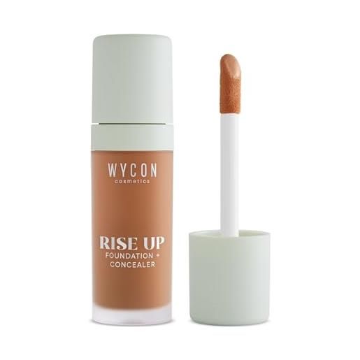 WYCON cosmetics rise up foundation + concealer fondotinta multifunzione dal finish luminoso e uniformante 12 caramel