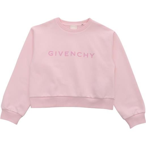 Givenchy Kids felpa crop rosa con logo