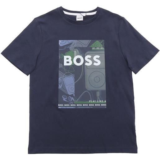 Boss t-shirt blu con stampa