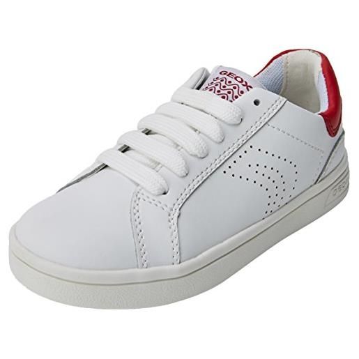 Geox j djrock boy c, scarpe da ginnastica basse bambino, bianco (white/dk red), 30 eu