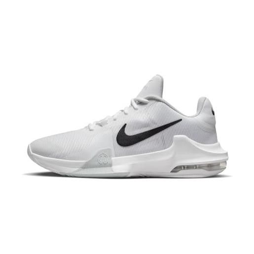 Nike air max impact 4, scarpe da pallacanestro uomo, multicolore (white black pure platinum), 49.5 eu