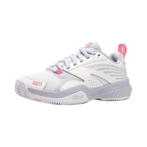 K-Swiss performance speedex padel, scarpe da tennis donna, white/arctic ice/neon pink, 39.5 eu