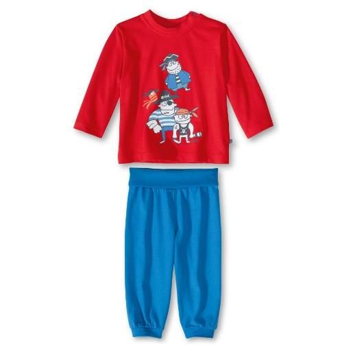 Sanetta 220802 - pigiama a due pezzi lungo, bambino, rosso (rot (3452)), 92