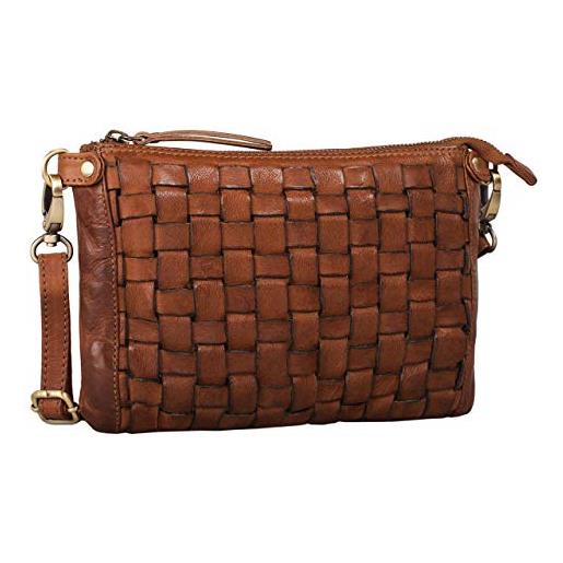 STILORD 'jana' pochette a tracolla in vera pelle clutch in cuoio borsetta a mano donna borsa stile vintage in cuoio intrecciato, colore: ocra - marrone
