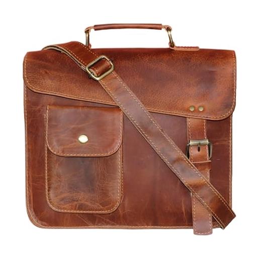 Jaald 28 cm tracolla in pelle valigetta borsello sacchetto del messaggero piccola borsa borsone a spalla per ufficio vintage uomo borsa del leather briefcase messenger bag