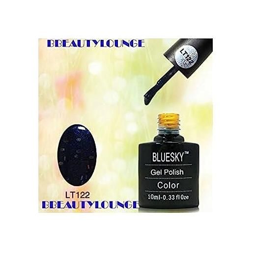 Bluesky smalto per unghie gel, black with multicoloured glitter, lt122, nero, multicolore luccichio (per lampade uv e led) - 10 ml