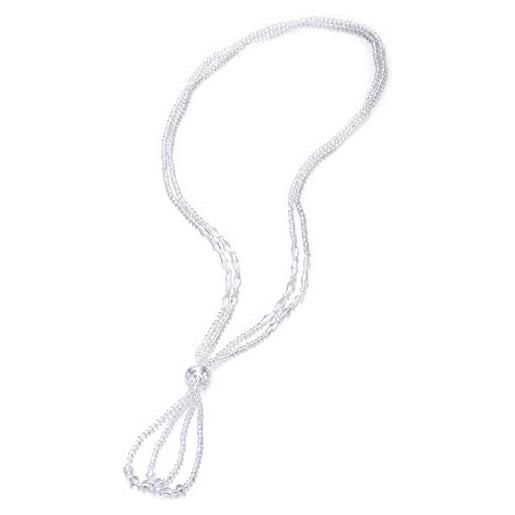 COOLSTEELANDBEYOND collana lariat dichiarazione collana ortensia frangia nappa pendente bianco cristallo perle due filo lunga catena y-forma