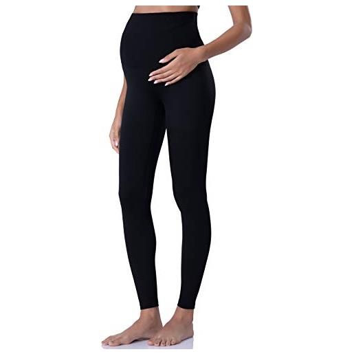 POSHDIVAH - leggings da donna per gravidanza, per yoga, allenamento - nero - s