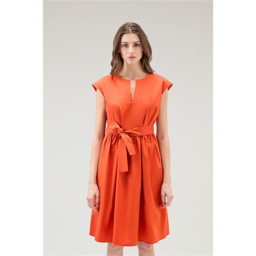 Woolrich donna vestito corto in popeline di puro cotone arancione taglia xs
