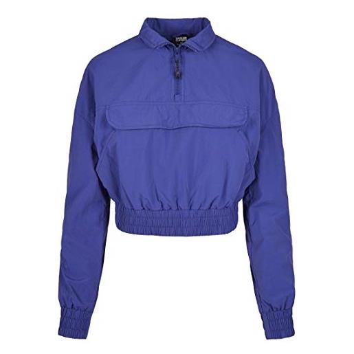 Urban Classics ladies cropped crinkle nylon pull over jacket giacca a vento, blu/viola, xs donna
