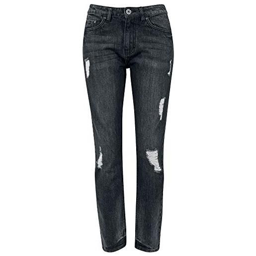 Urban Classics pantaloni da donna boyfriend in denim, nero (black washed 709), 28w x 30l