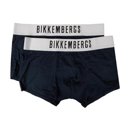 Bikkembergs boxer uomo confezione 2 boxer cotone elesticizzato elastico a vista underwear articolo bkk1utr10bi bi-pack trunks, black, l