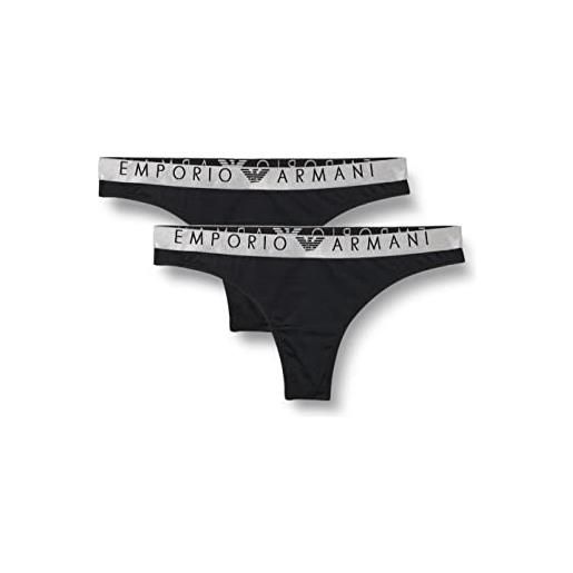 Emporio Armani 2-pack brazilian brief iconic microfiber intimo stile bikini, black, m (pacco da 2) da donna