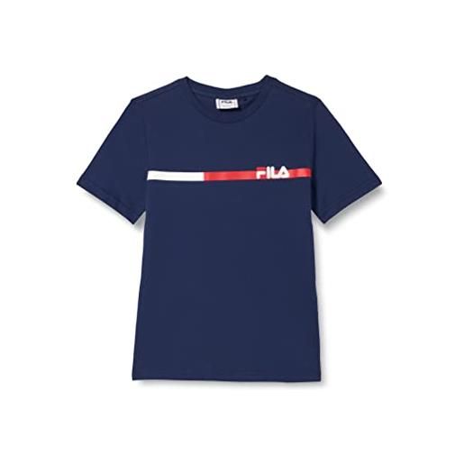 Fila skopje block stripes t-shirt, blu medievale, 170/176 cm bambini e ragazzi