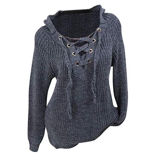 FGUUTYM blause lace up fashion winter autumn stile e ladies size plus sweater women's blouse di natale (dark gray, xxl)