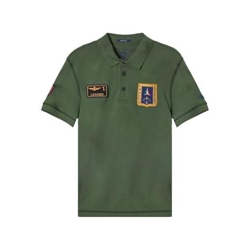 Aeronautica Militare polo po1762p, da uomo, in piqué, maglia, t-shirt, maglietta, maniche corte, frecce tricolori (3xl, blu navy)