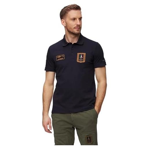 Aeronautica Militare polo po1762p, da uomo, in piqué, maglia, t-shirt, maglietta, maniche corte, frecce tricolori (3xl, blu navy)