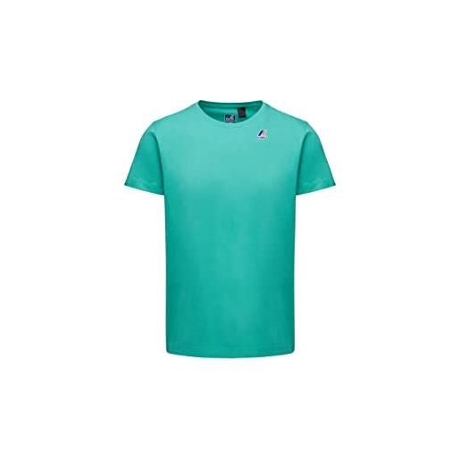 K-Way t-shirt le vrai edouard unisex a maniche corte, con colletto a paricollo, vestibilità regolare, colore verde acqua modello: k007je0 wev verde green marine