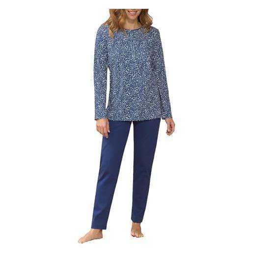 Linclalor - pigiama da donna con scollo a serafino in cotone invernale - disponibile fino alla taglia 58-2115319 - cobalto, 52