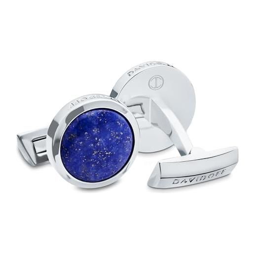 Davidoff precious stones cufflinks - gemelli camicia uomo color argento con lapislazzuli - gemelli uomo in ottone rodiato - accessori uomo per matrimoni ed eventi