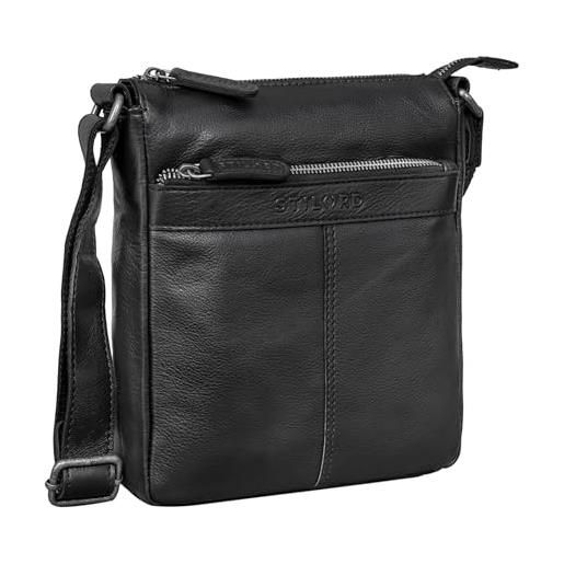 STILORD 'aspen' borsello uomo tracolla pelle piccolo borsa a spalla vintage crossbody bag messenger bag per città viaggio in cuoio, colore: nero