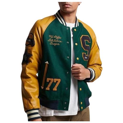 Superdry college varsity patched bomber giacca, enamel green, xl uomo