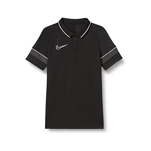 Nike academy 21 polo, nero/bianco/antracite/bianco, 7-8 anni unisex-adulto