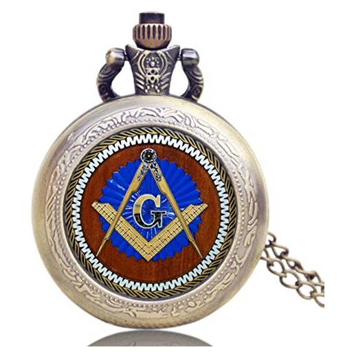 MASKIS orologio da taschino collana massonica massoneria design antico bronzo orologio da tasca con catena collana regalo, 2, 2