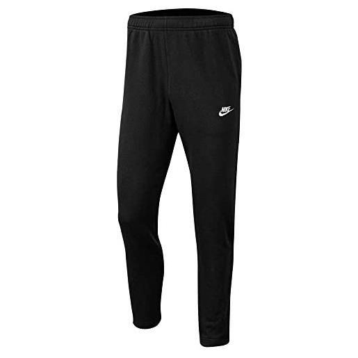 Nike sportswear club, pantalone in french terry uomo, black/black/white, l