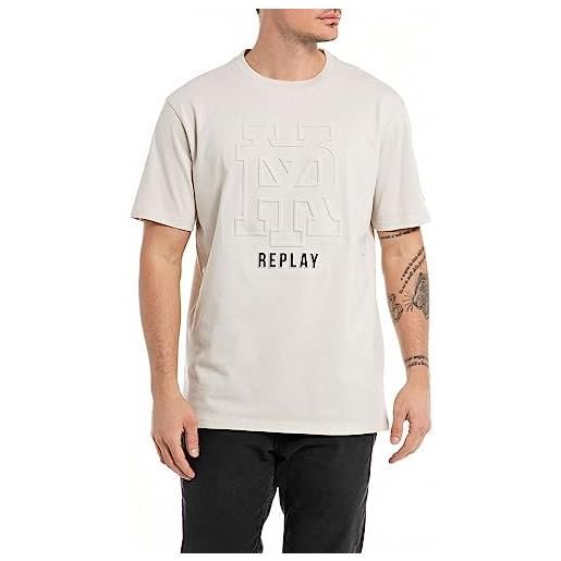 REPLAY m6681, t-shirt uomo, avorio (platinum 012), xs