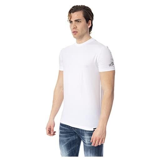 DSQUARED2 t-shirt uomo bianco t-shirt casual con stampa logo icon sulla manica s